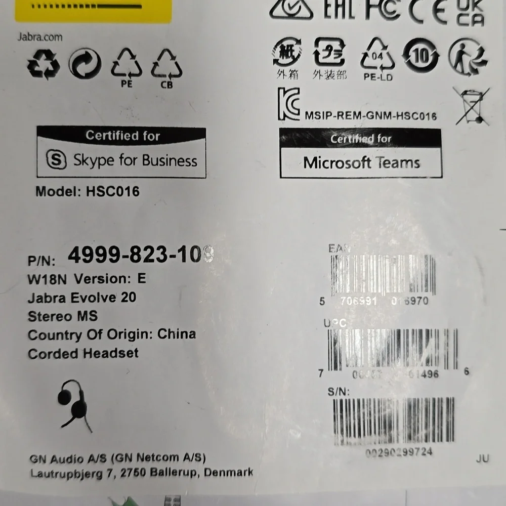 2X HOST PICK NIP. Jabra Evolve 20 Corded Headset